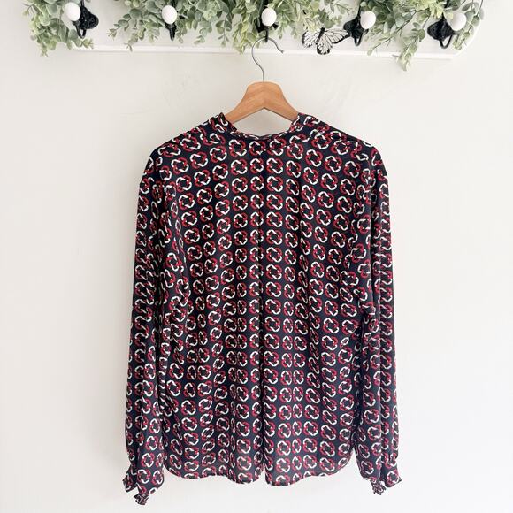 Cabi Fountain Blouse Collared Navy and Red Long Sleeves Medium 6710 KD spring 25 - Picture 2 of 4